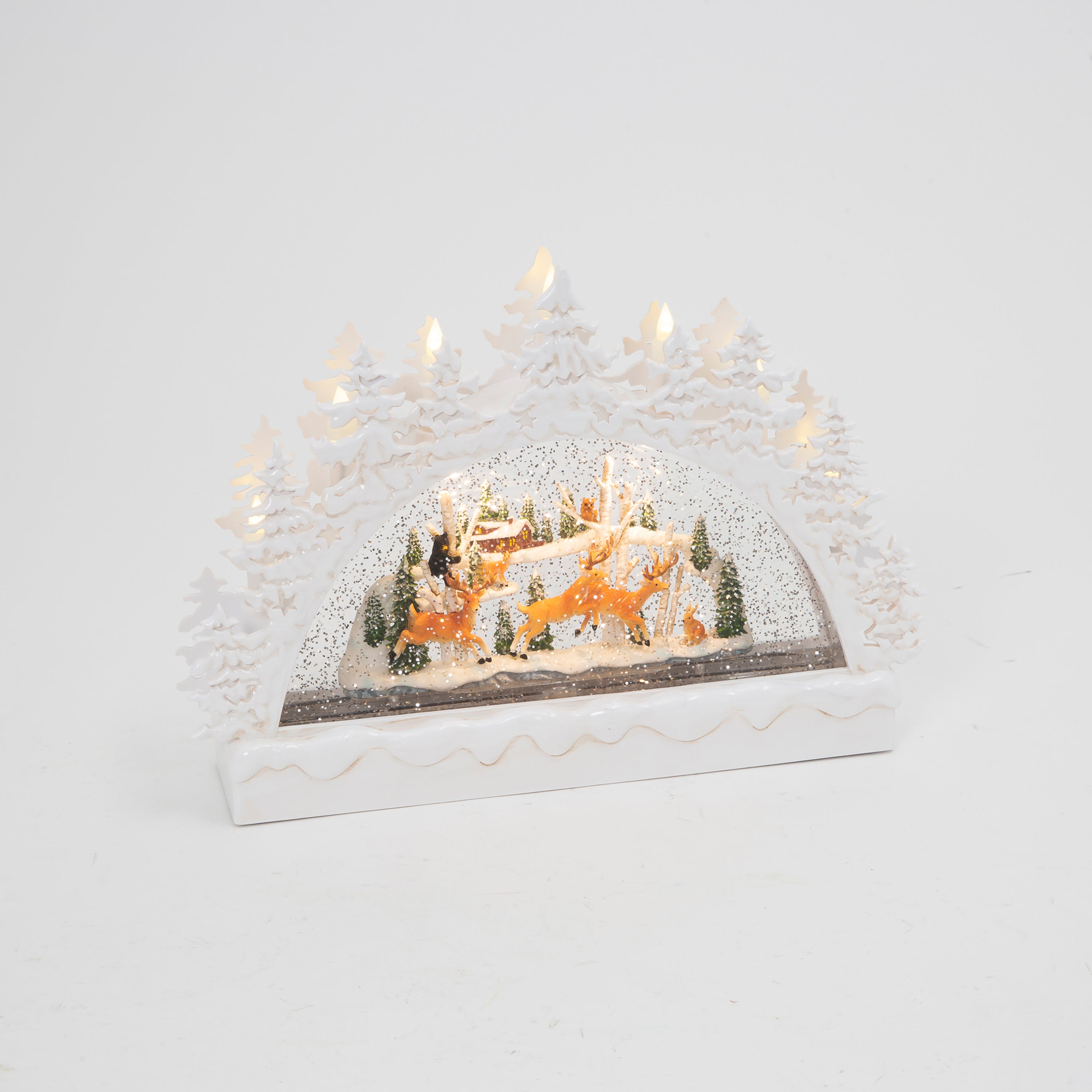 Polished 12.75 in L Battery Operated Lighted Holiday Village Scene Spinning